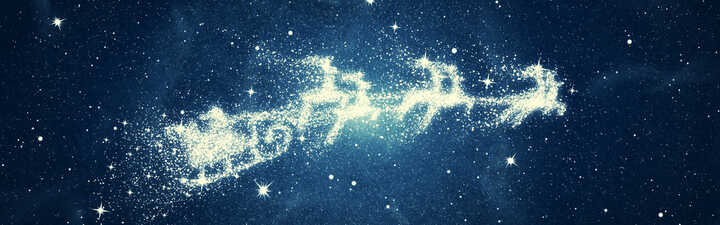 Star forming Santa's sleigh and reindeer