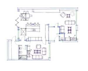 My designs usually start off as a sketch so the clients can see what their new space could look like