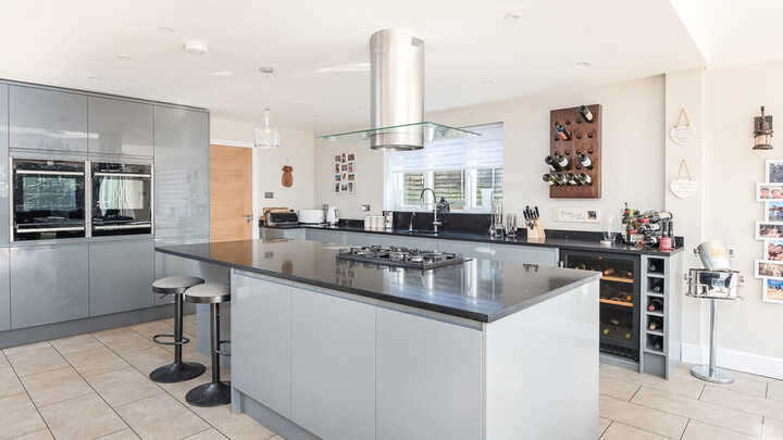 Open plan kitchen with island