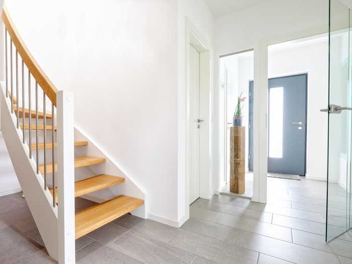 Internal glazing creates a modern space, bathed in natural light.
