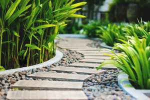 Gravel and limestone sets can create a winding pathway through your garden.