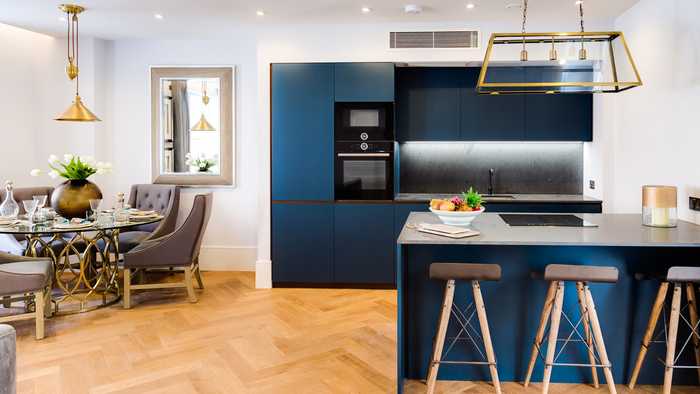 Modern open plan kitchen and dining area