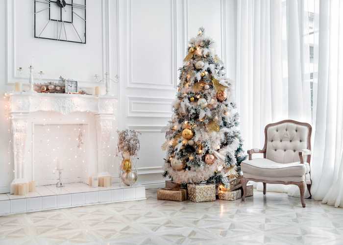 Christmas tree in white interior