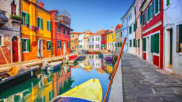 colourful buildings in burano venice