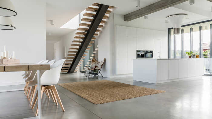 minimalist wooden staircase