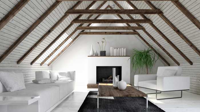 modern loft conversion with exposed beams and white furniture modern loft conversion with exposed beams and white furniture