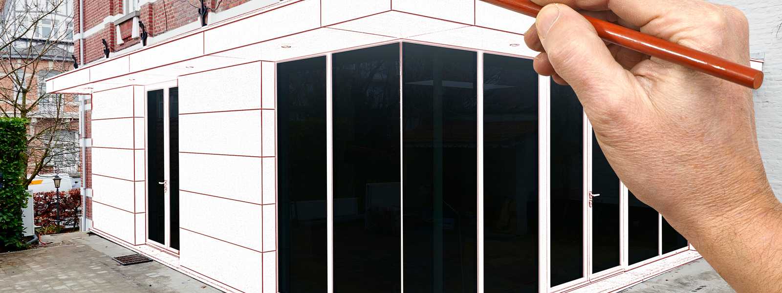 Hand drawing a house extension