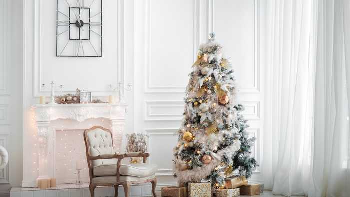 White interior Christmas decorated