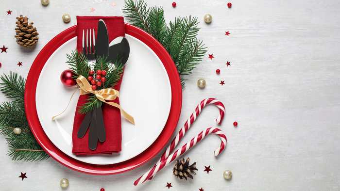 Christmas plate and cutlery