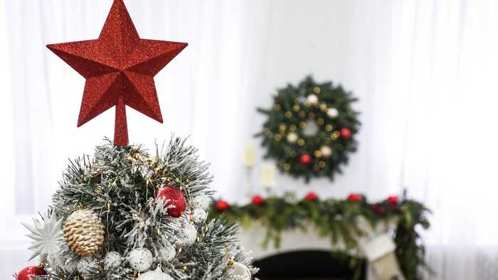 Christmas tree with red star on top