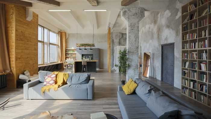 grey open plan living room