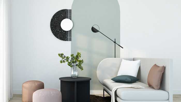 Modern living room interior design with pastel colour furniture