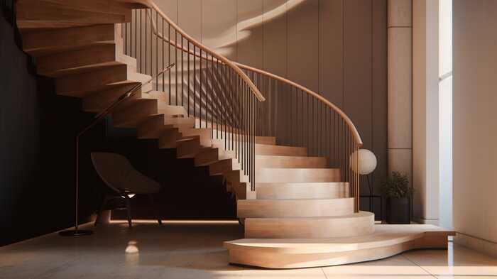 wooden spiral staircase