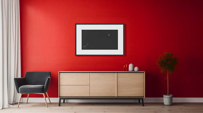 red wall dresser and chair