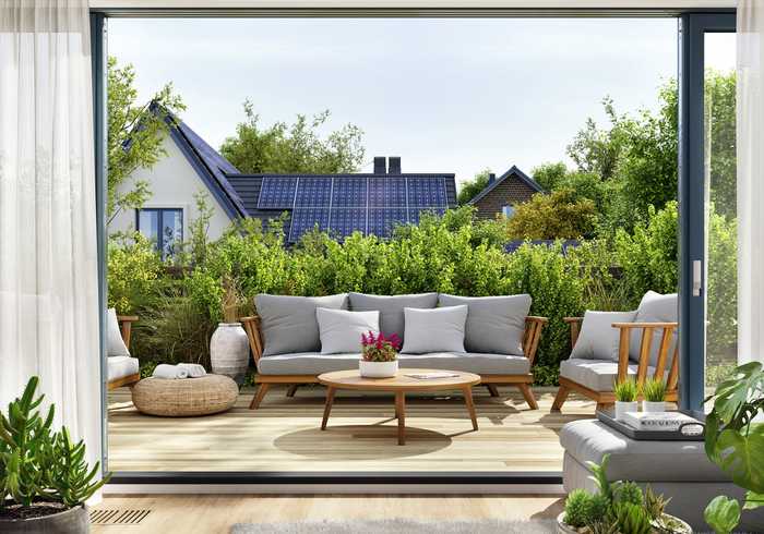 To link your inside space to your outside space, chose the similar materials to allow the eye to follow from inside to out seamlessly.
