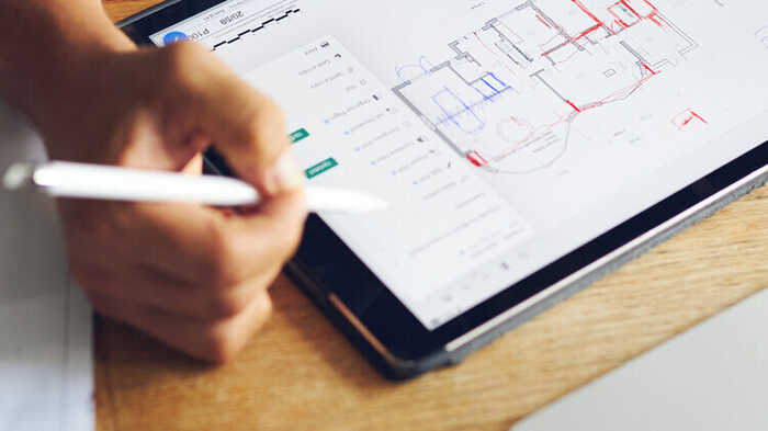 architectural plans on a tablet