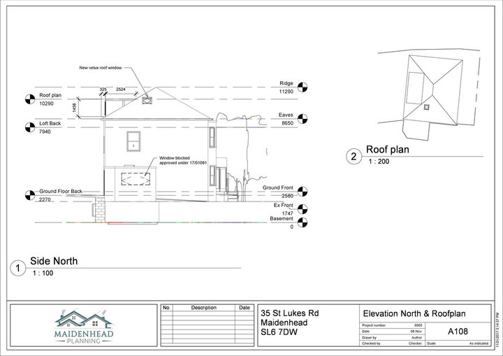 StLukes Proposed - A108 - Elevation North &amp; Roofplan.pdf