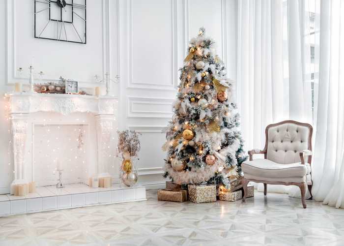 Christmas tree in white interior 
