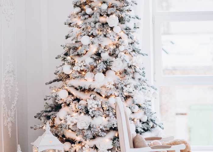 White decorated Christmas tree