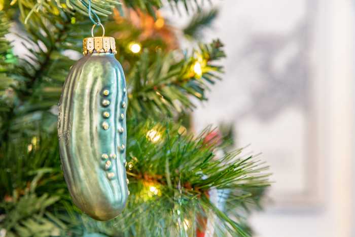 Christmas pickle on a German Christmas tree